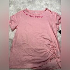 IDEOLOGY Pink Girls Short Sleeve Shirt With Side Gather. NWT